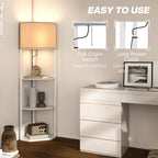 Corner Design Floor Lamp with Shelves and Pull Chain Switch