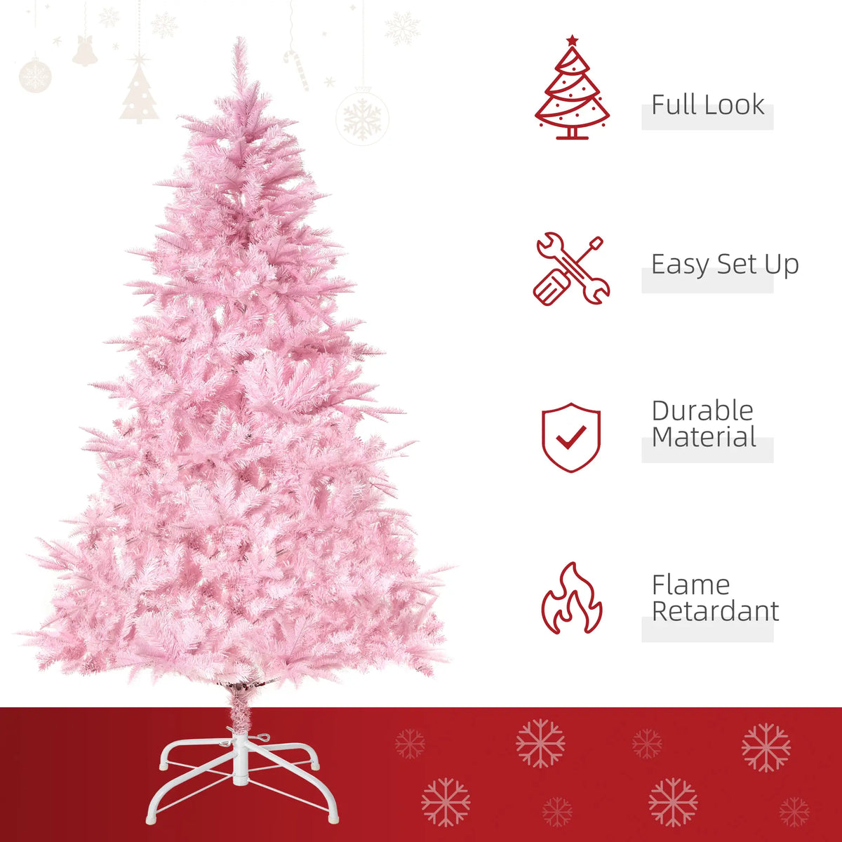6ft Pink Pop-Up Artificial Christmas Tree with 892 Branch Tips