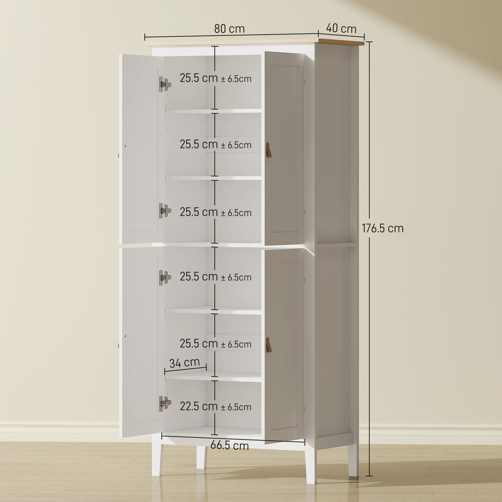Tall Pantry Cupboard with Motion Sensor LED Light White