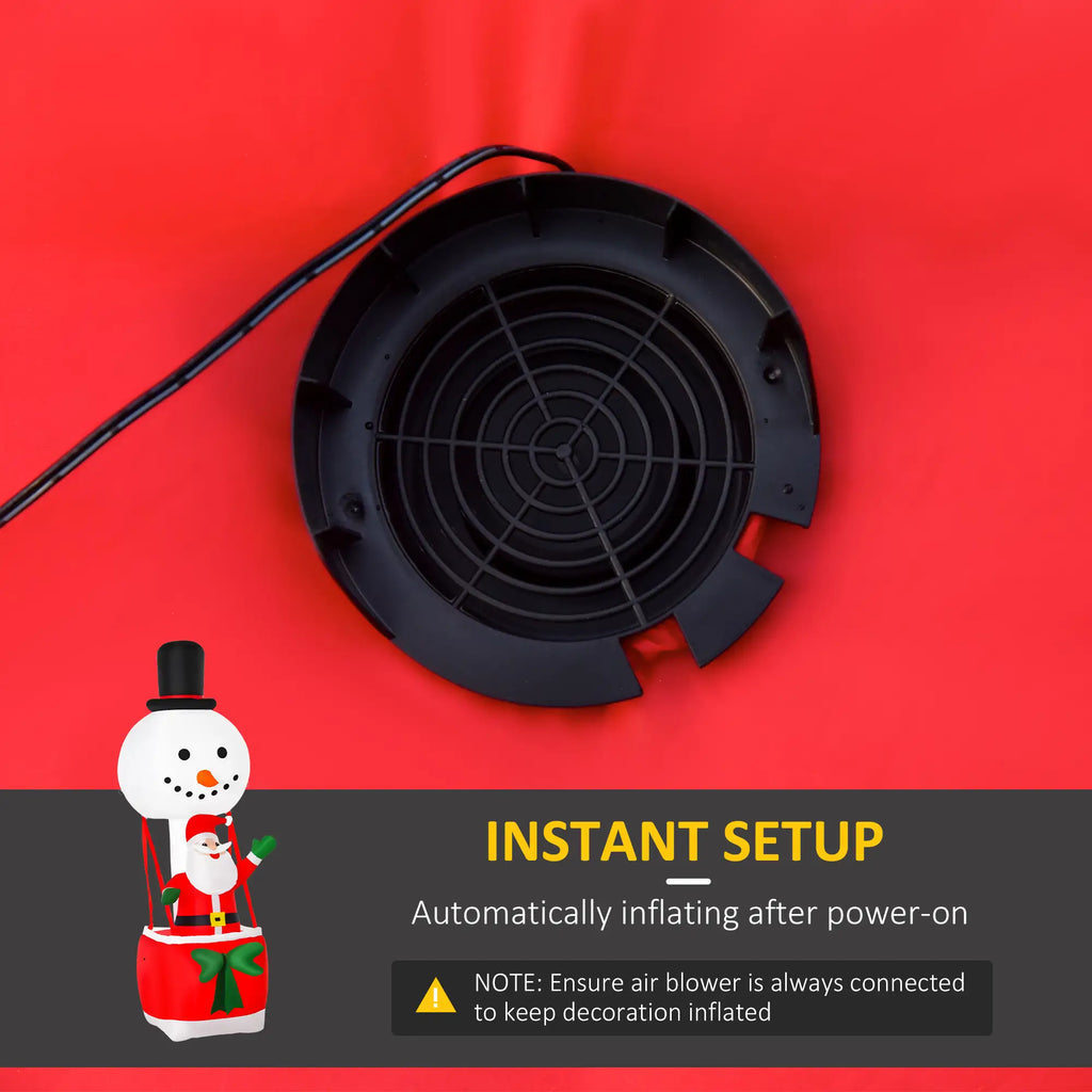8ft Light-Up Inflatable Santa on Hot Air Balloon Christmas Decoration Red