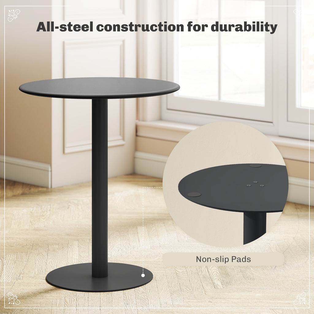Small Round Bistro Dining Table with Steel Base - Black