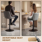 Retro Faux Leather Bar Stools Set of 2 with Adjustable Height