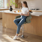 PU Leather Swivel Bar Stool with Backrest and Footrest - Green