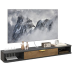 Charcoal Grey Floating TV Cabinet with Cable Management